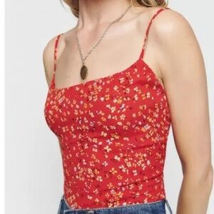 Reformation Red & Yellow Floral Tank Top